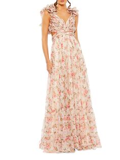 Шифоновое платье с цветочным вырезом Mac Duggal