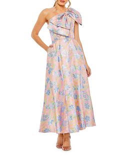 Платье на одно плечо с цветочной вышивкой Mac Duggal, розовый