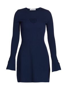 Трикотажное платье в рубчик с вырезом в форме сердца MACH &amp; MACH, синий