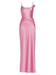 Платье с аппликацией из шелка и кристаллов MACH &amp; MACH, розовый