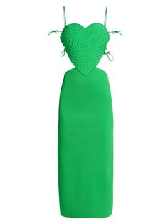Трикотажное платье-миди в рубчик с сердечками MACH &amp; MACH, зеленый