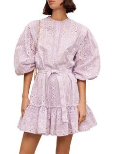 Хлопковое мини-платье с вышивкой Maje, фиолетовый
