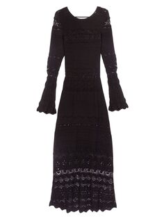 Длинное ажурное вязаное платье Maje, черный