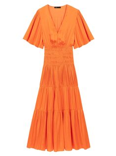 длинное атласное платье Maje, оранжевый
