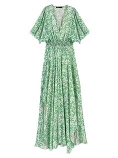 Длинное асимметричное платье Maje, зеленый