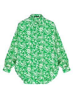 Атласная рубашка с принтом Maje, зеленый