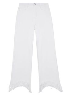 Укороченные эластичные джинсы Pavot с высокой посадкой и бахромой Maje, белый