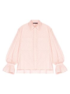 Розовая рубашка с вышивкой бродери англез Maje, розовый