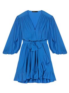 Короткое платье с оборками Maje, синий
