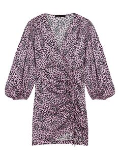 Мини-платье Revetu с леопардовым принтом и кулиской Maje, розовый