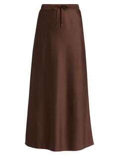 Монохромная атласная юбка-миди Crema Marella, коричневый
