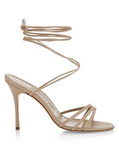 Кожаные сандалии Leva 105MM с запахом Manolo Blahnik, кремовый