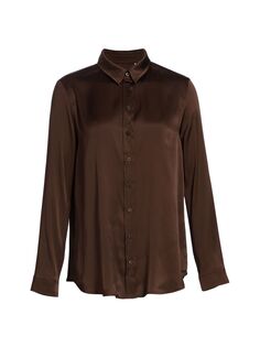 Монохромная атласная рубашка Dimora на пуговицах спереди Marella, коричневый