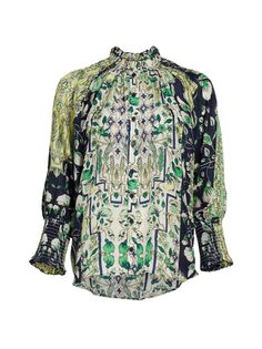 Шелковая блузка с цветочным принтом Bariloche Juliet Maria Cher, зеленый