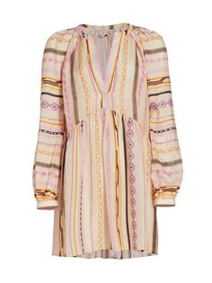 Полосатое мини-платье из вуали Chascomus Leana Maria Cher, кремовый