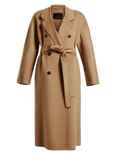 Шерстяное двубортное пальто Tigre с поясом Marina Rinaldi, Plus Size, кэмел