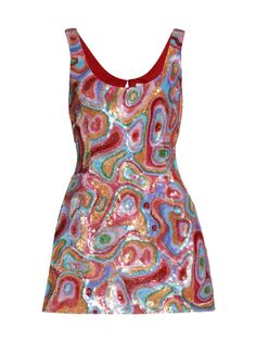 Мини-платье Cecilia Kaleidoscope с пайетками Markarian, разноцветный