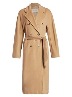 101801 Icon Madame Двубортное пальто из шерсти и кашемира Max Mara, кэмел