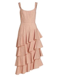 Ярусное корсетное платье La Danse с рюшами Markarian, розовый