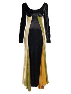 Асимметричное платье макси с цветными блоками Marni, черный