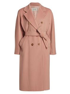Двубортное пальто Madame с поясом Max Mara, розовый