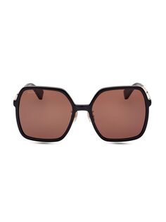 Квадратные солнцезащитные очки 59 мм Max Mara, коричневый