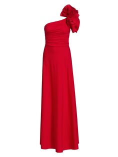 Асимметричное платье макси из джерси Cartagenera Celia с рюшами Maygel Coronel, красный