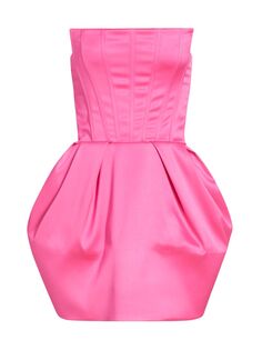 Атласное мини-платье Kate без бретелек Michael Costello Collection, розовый