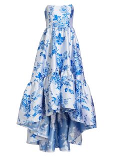 Платье без бретелек с цветочным принтом Georgina High-Low Mestiza New York, синий