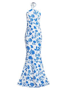 Платье Maria с цветочным принтом и вырезом халтер Mestiza New York, синий
