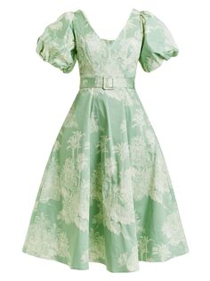 Платье миди с пышными рукавами и поясом Fontina Mestiza New York, зеленый