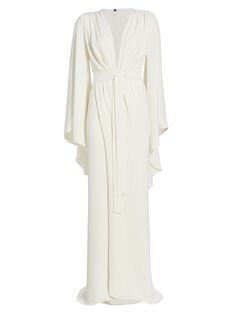плетеное платье Emma с длинными рукавами Michael Costello Collection, кремовый