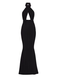 Кайл Пятнистое платье русалки с лямкой на шее Michael Costello Collection, черный