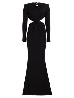 Платье макси из джерси с вырезами Ella Michael Costello Collection, черный