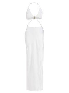 Платье Nomi Crystalline с лямкой на шее Michael Lo Sordo, белый