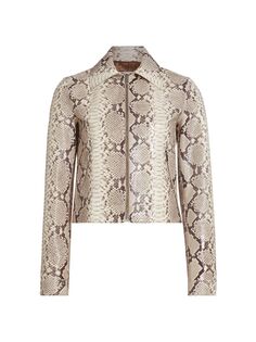 Кожаная куртка с молнией спереди из змеиной кожи Michael Kors Collection
