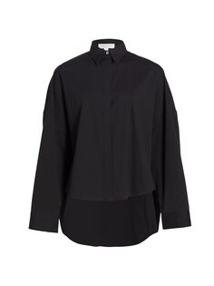 Рубашка из поплина оверсайз хай-лоу Michael Kors Collection, черный