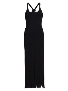 Макси-платье из шерсти мериноса с бахромой Michael Kors Collection, черный