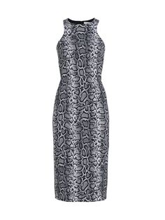 Платье-футляр миди со змеиным вырезом на спине Michael Kors Collection, черный