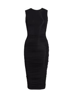 Эластичное платье-миди с рюшами Michael Kors Collection, черный