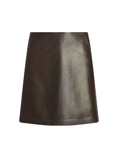 Кожаная мини-юбка Carreen Ralph Lauren Collection, коричневый