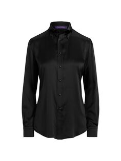 Рубашка Cameron из эластичного шелка тутового дерева Ralph Lauren Collection, черный