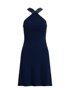 Мини-платье Jinett с лямкой на шее Ralph Lauren Collection, нави