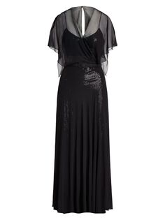 Платье Romaine с поясом и вышивкой пайетками Ralph Lauren Collection, черный