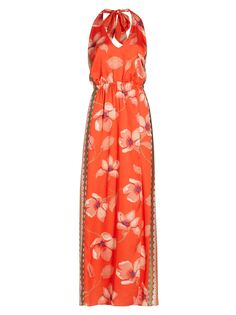 Платье макси Elise с цветочным принтом и лямкой на шее Ramy Brook