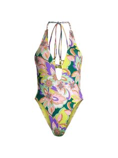 Цельный купальник Kailey с цветочным принтом и глубоким вырезом Ramy Brook