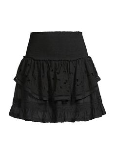 Многоуровневая мини-юбка с люверсами Maia Ramy Brook, черный