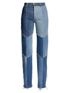 Широкие джинсы в технике пэчворк Re/done, индиго