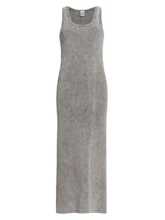 Трикотажное платье макси в рубчик Re/done, серый