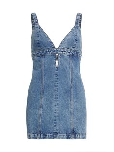 Джинсовое мини-платье с вырезом «капля» со швами Re/done, синий